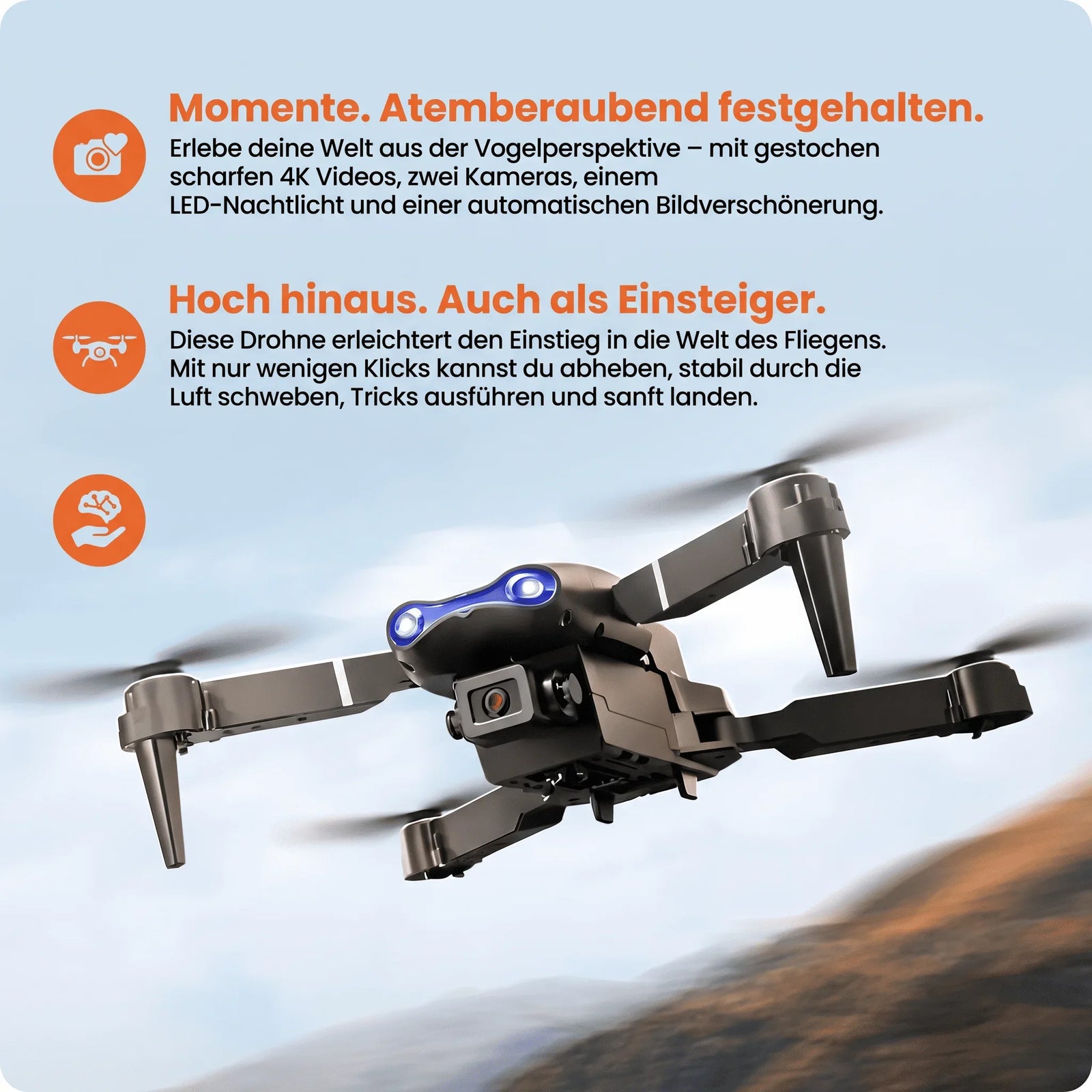 Drone with Dual 4K Cameras