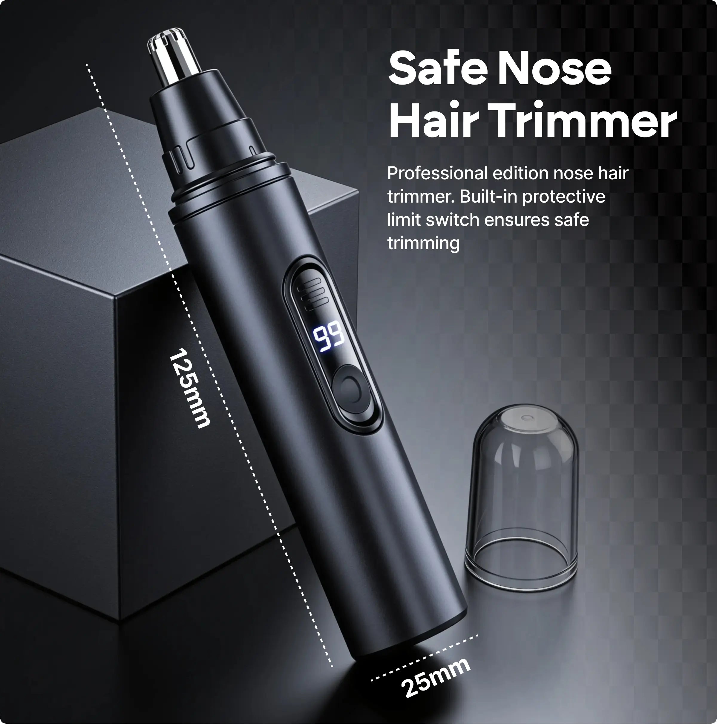 Smart Nose Hair Trimmer with LED Spotlight