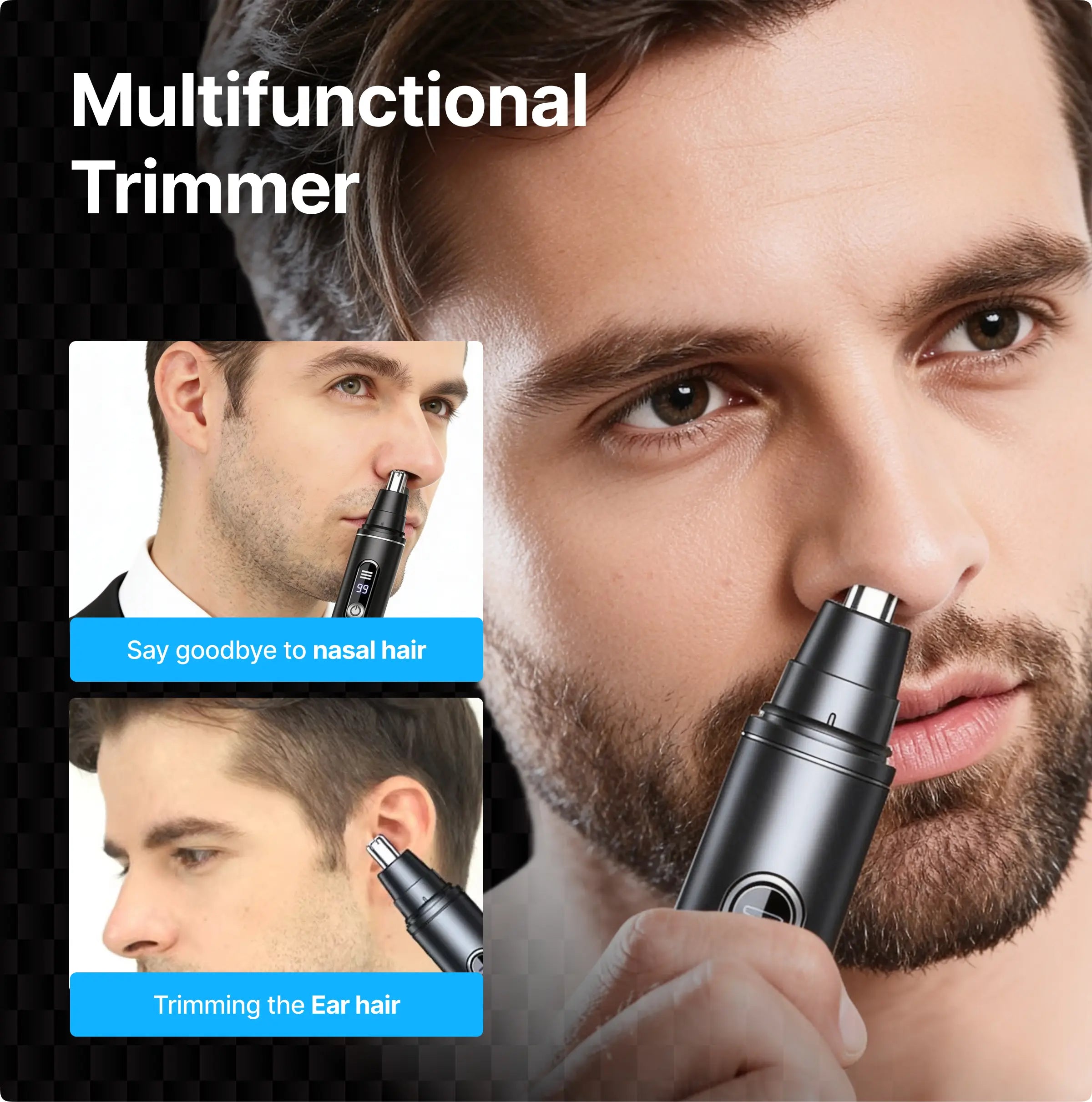 Smart Nose Hair Trimmer with LED Spotlight