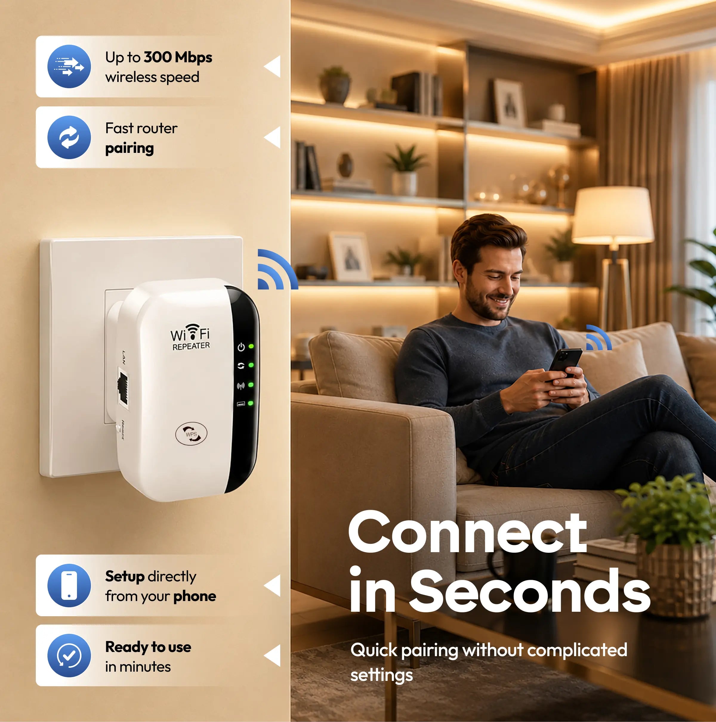 WiFi-extender met 300 Mbps