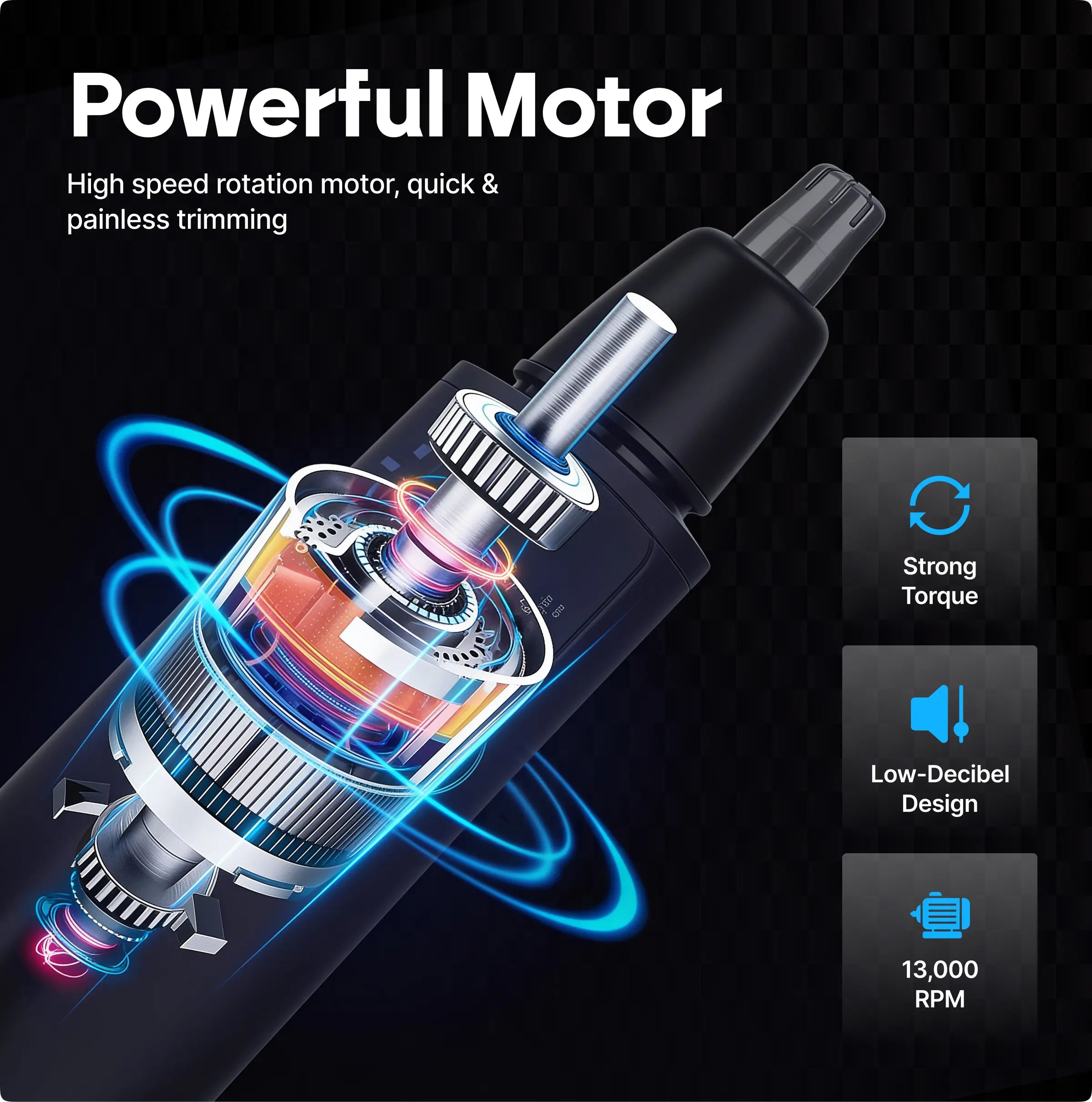 Smart Nose Hair Trimmer with LED Spotlight