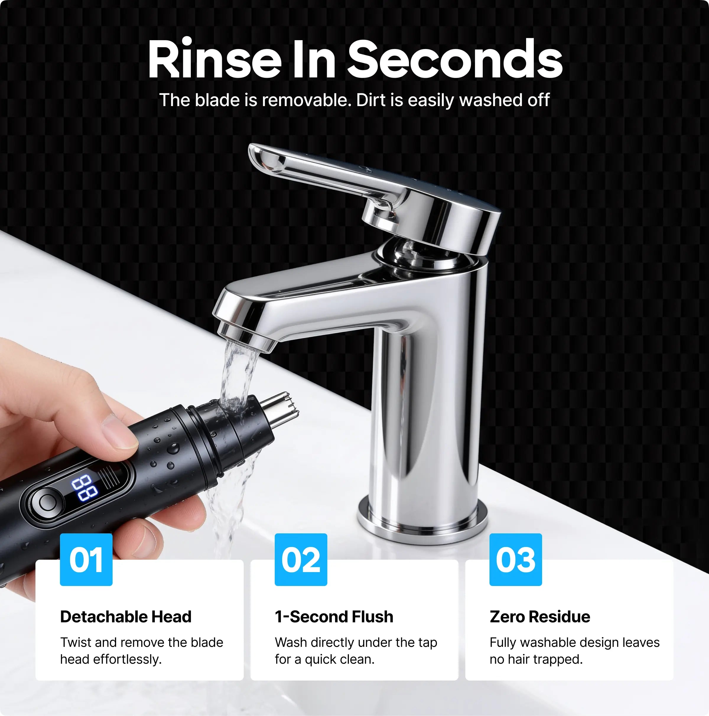 Smart Nose Hair Trimmer with LED Spotlight
