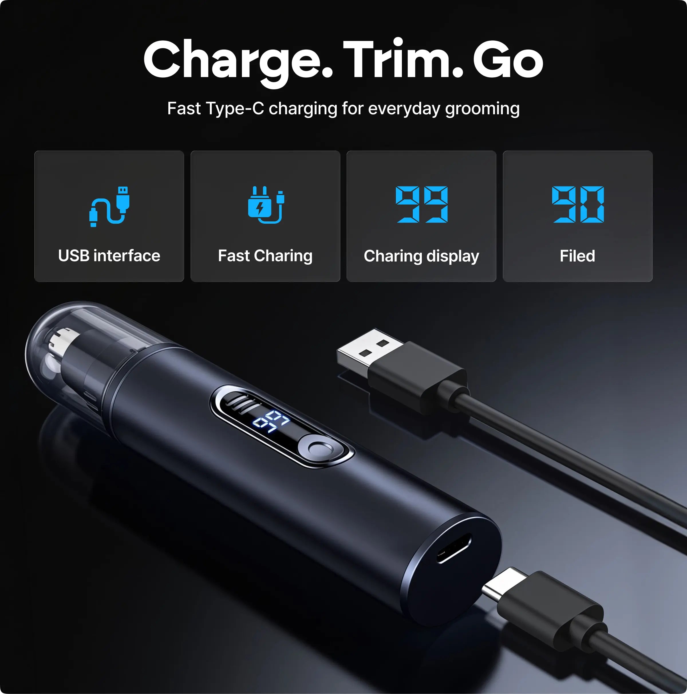 Smart Nose Hair Trimmer with LED Spotlight