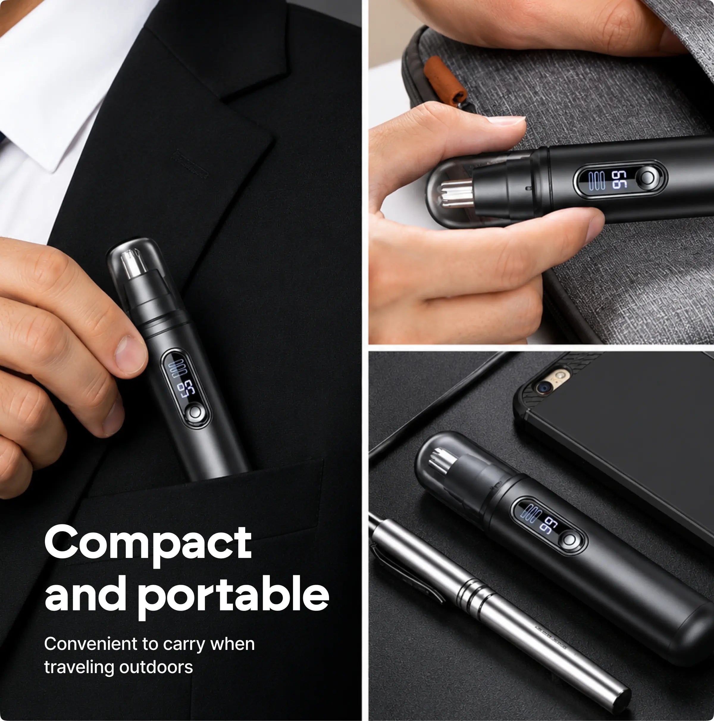 Smart Nose Hair Trimmer with LED Spotlight