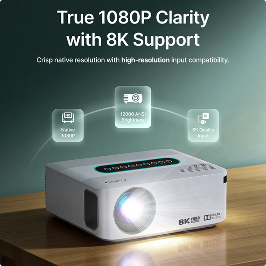  4K & 8K Support Beamer mit 5G WiFi, Bluetooth, 8.000+ Apps & Dolby Sound