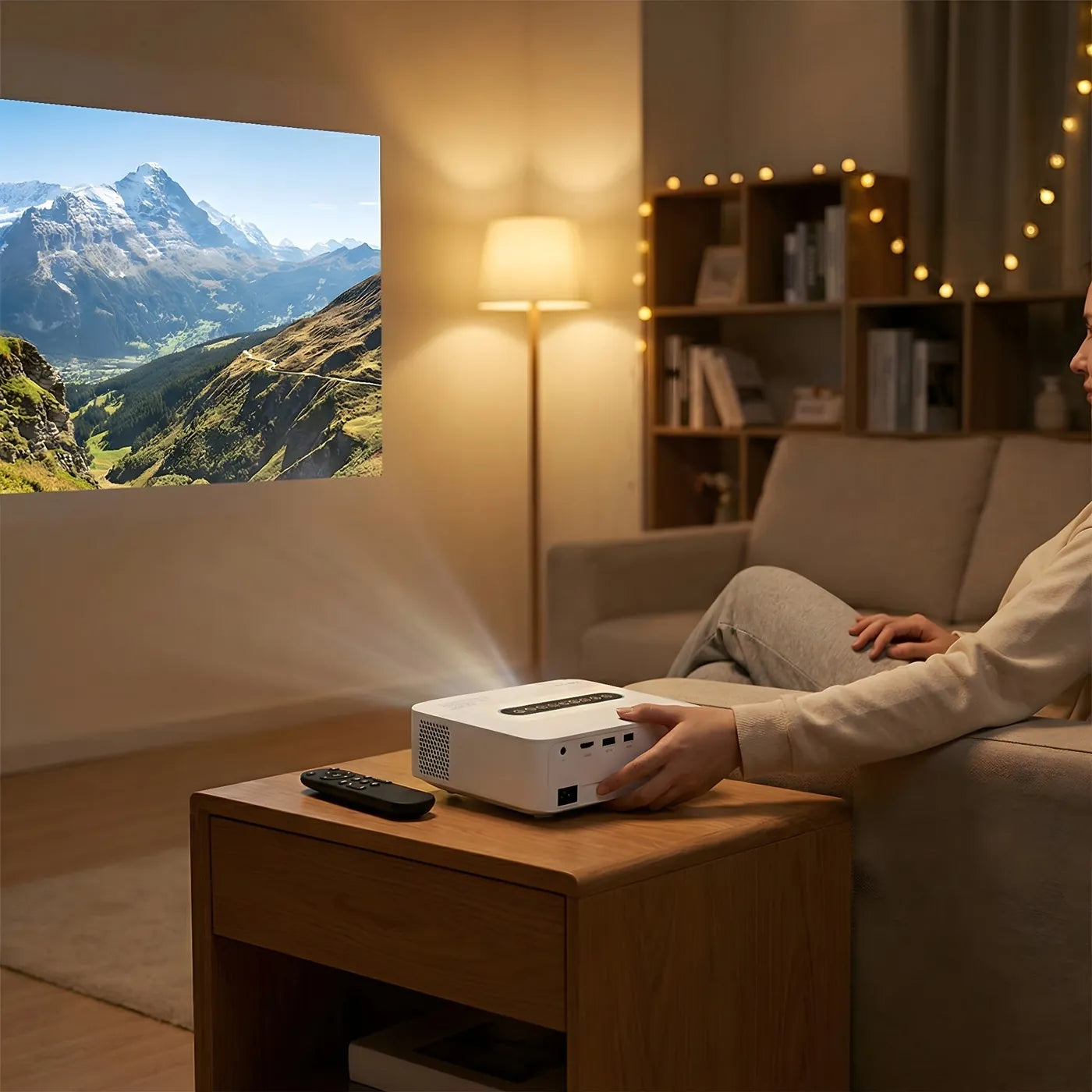 4K & 8K Support Beamer mit 5G WiFi, Bluetooth, 8.000+ Apps & Dolby Sound