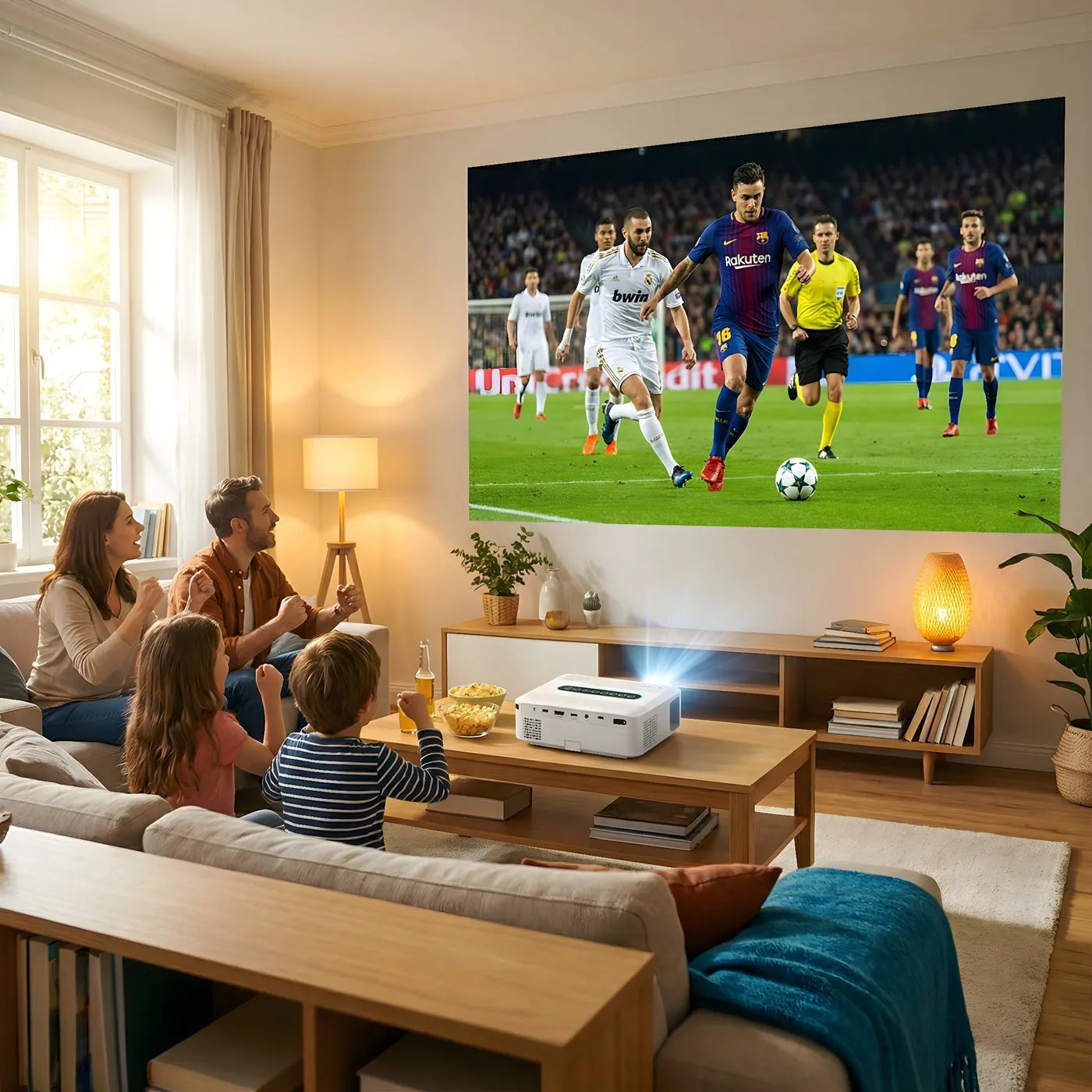  4K & 8K Support Beamer mit 5G WiFi, Bluetooth, 8.000+ Apps & Dolby Sound