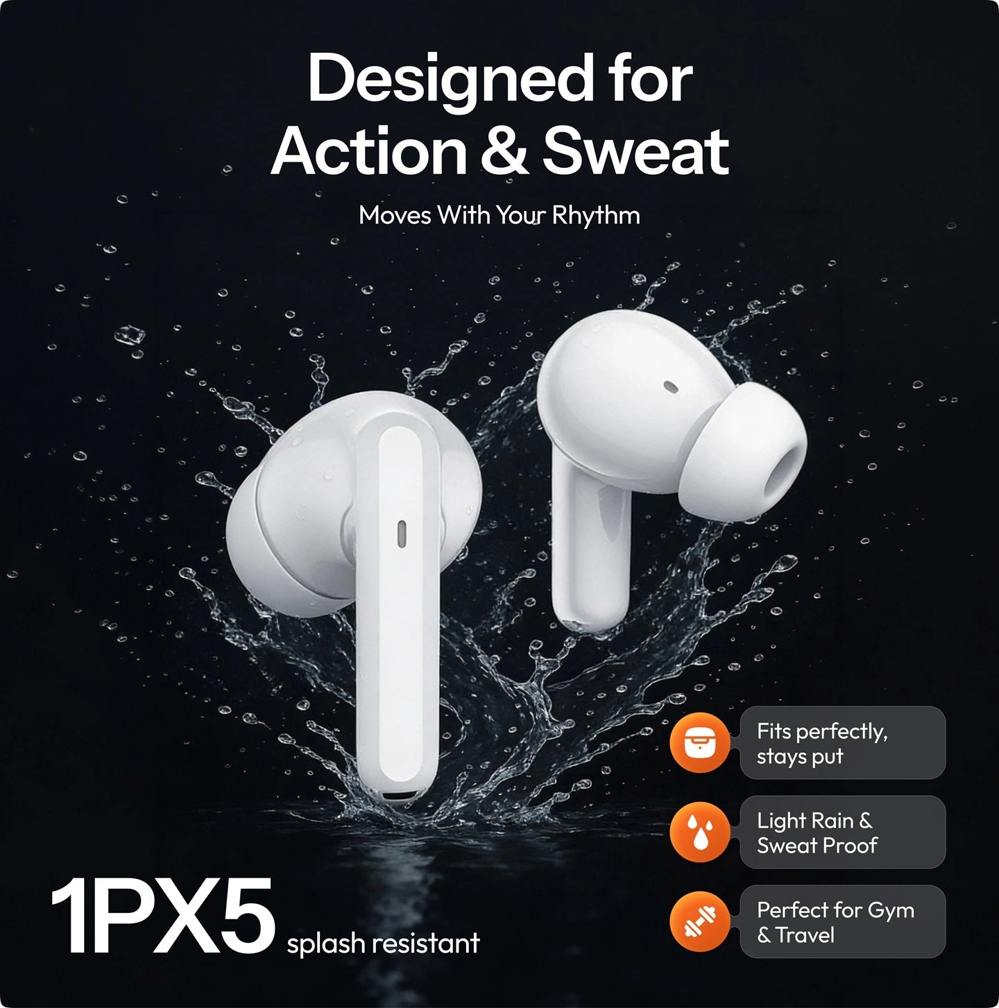 True Wireless in-ear oordopjes, Bluetooth 5.3, 55 uur batterijduur