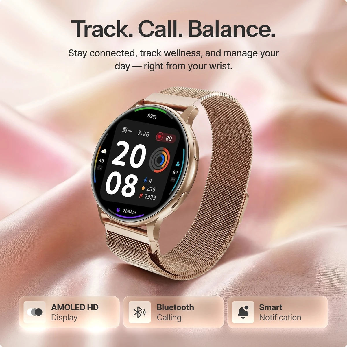 Dames Smartwatch W Pro met AMOLED-Display